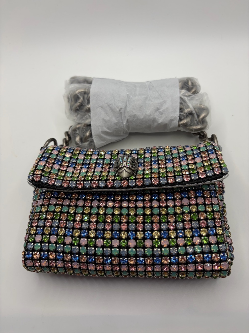 Kurt Geiger Crystal-Embellished Multicolor W/Gun Metal Chain!